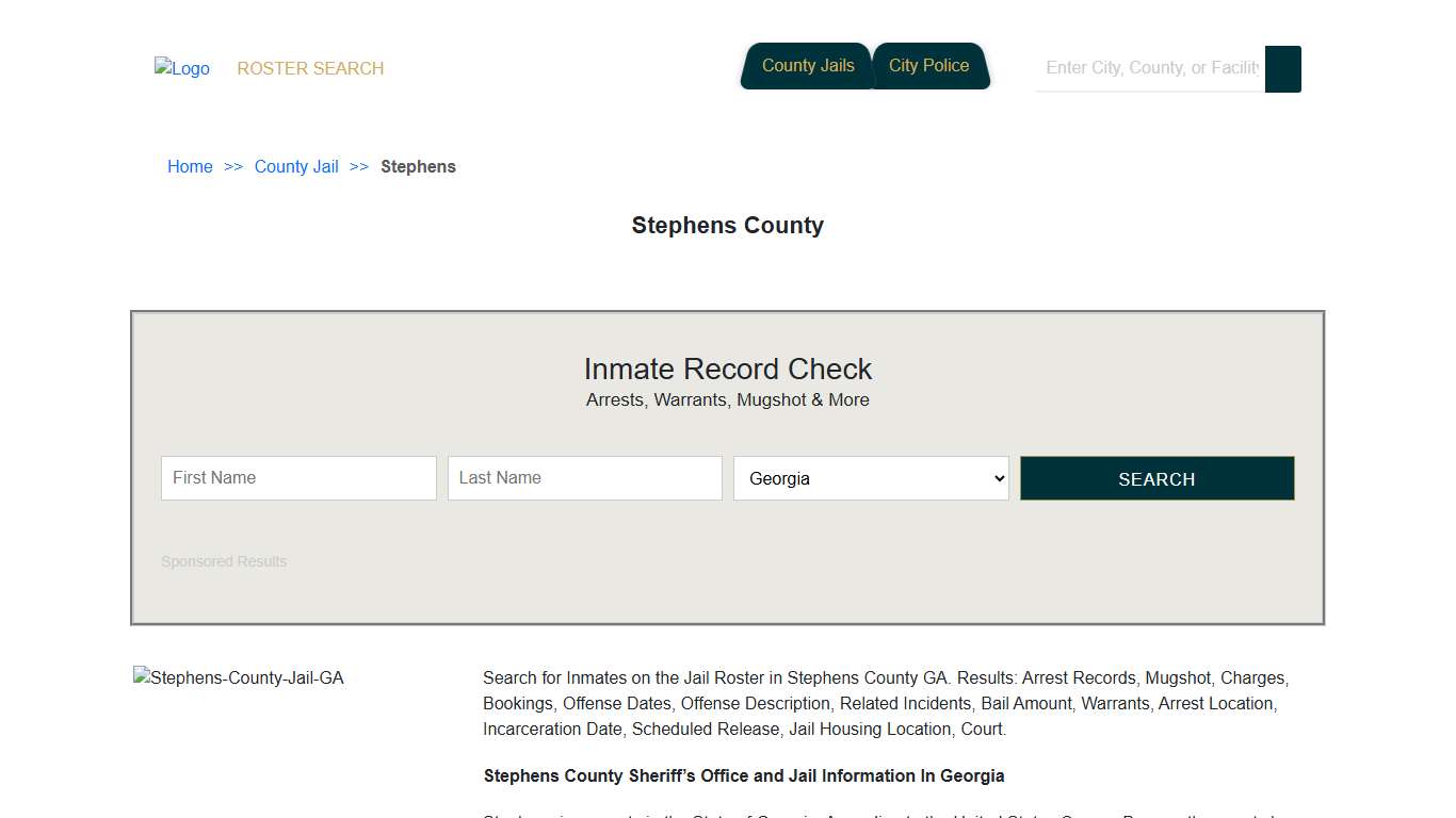 Stephens County | Georgia Jail Inmate Search